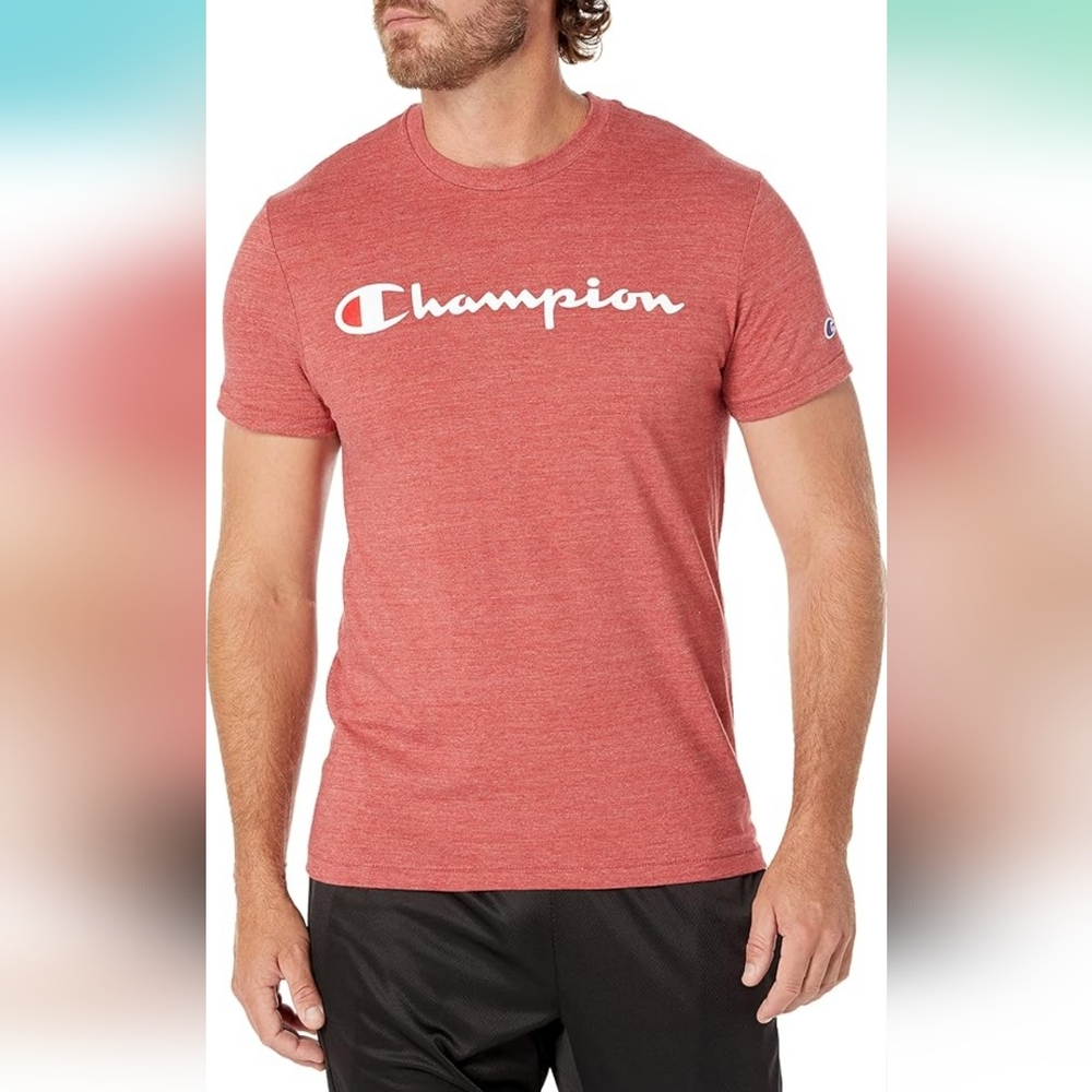 Champion Men's Red NWT Powerblend Crewneck Short Sleeve Slim T-Shirt Size Medium